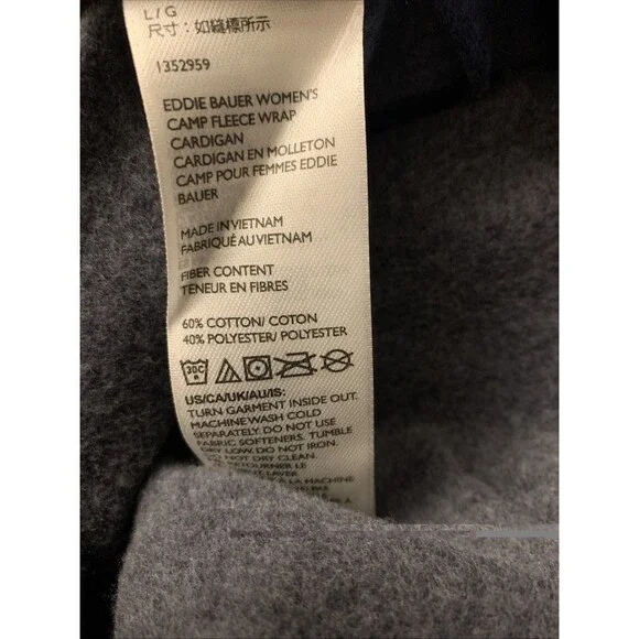 NWT Eddie Bauer Kimono Sweatshirt Cardigan Sz L Shawl Collar Open Front - Picture 4 of 4